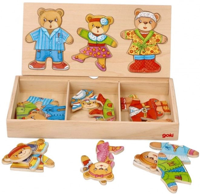 Anziehbare Bärenfamilie - Holzpuzzle