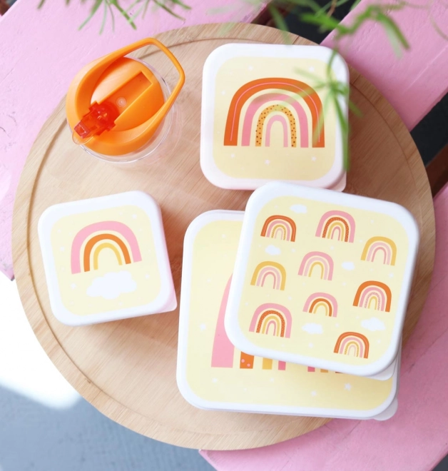 A Little Lovely Company Set aus vier Brotzeitboxen – Regenbogen
