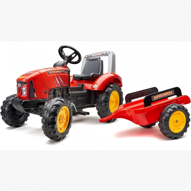 Roter Supercharger Trecker mit Anhänger für Kinder