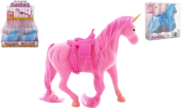 Plüsch-Einhorn Pferd mit Sattel 21 cm – 3 Farben