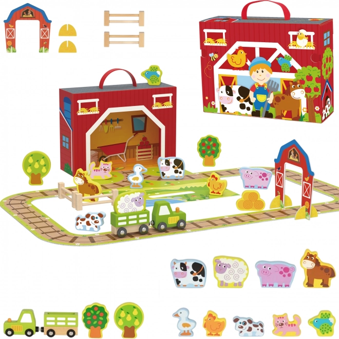 Holzbauernhof im Koffer Tooky Toy