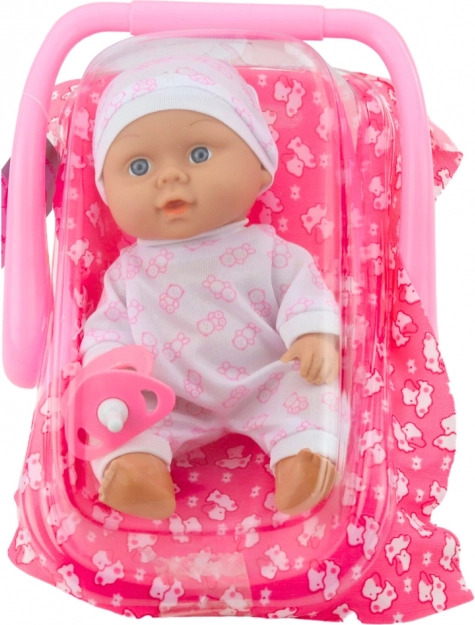 Puppe Baby mit Trage, Schlafanzug, Mütze, Schnuller Rosa