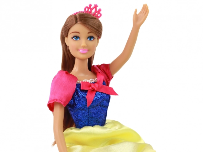 Puppe Anlily Prinzessin mit langen dunklen Haaren und gelbem Kleid