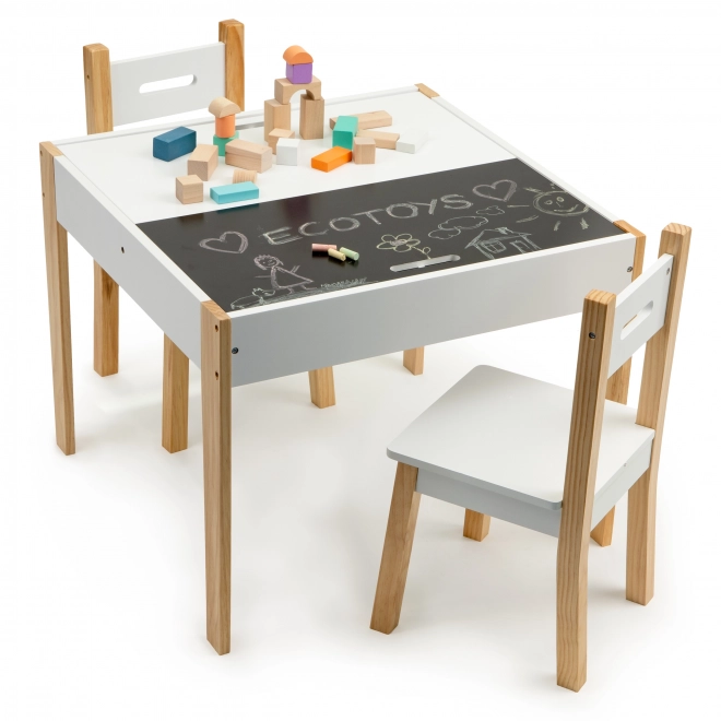 Kinder Holz Tisch und Stühle Set mit Tafel