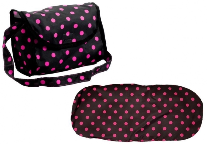 Puppenwagen 2 in 1 mit Tasche Schwarz-Pink