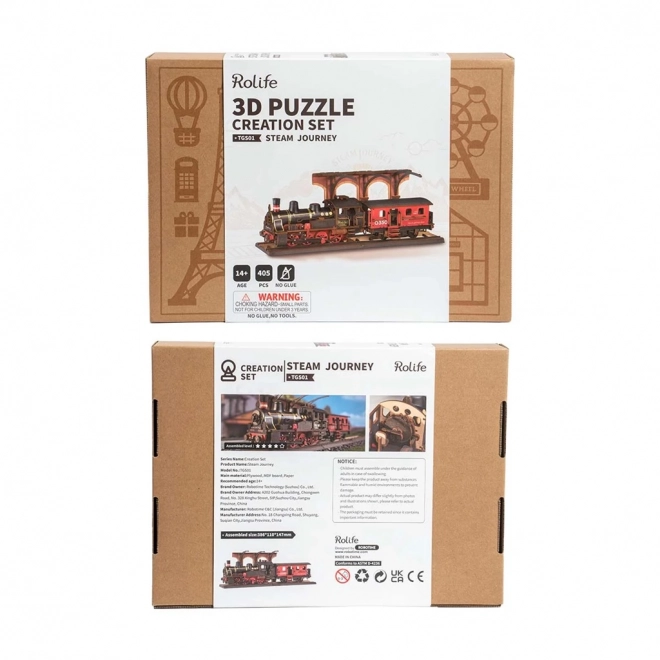 3D Holzpuzzle Vintage Dampflokomotive