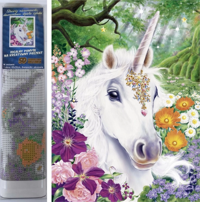 Set für Diamantmalerei - Einhorn in Blumen