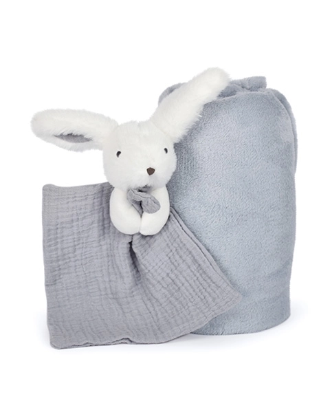 Glücklicher Hase Geschenkset Kuscheldecke und Schnuffeltuch