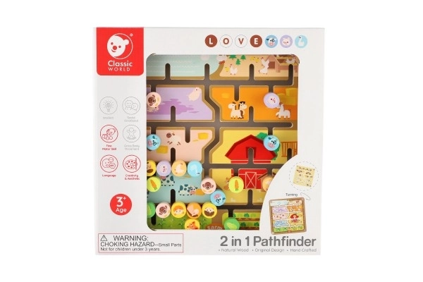 Holzspielzeug Labyrinth und Steckspiel 2-in-1