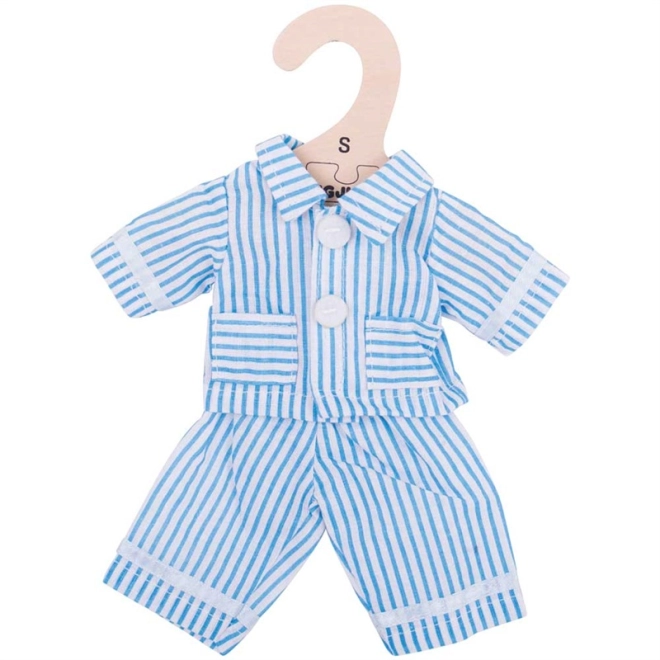 Gestreifter Pyjama mit Kleiderbügel für 28‑cm-Puppen