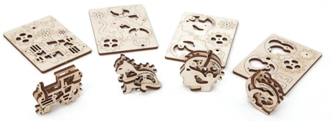 Ugears 3D Holzmechanisches Puzzle mit 4 mechanischen Anhängern