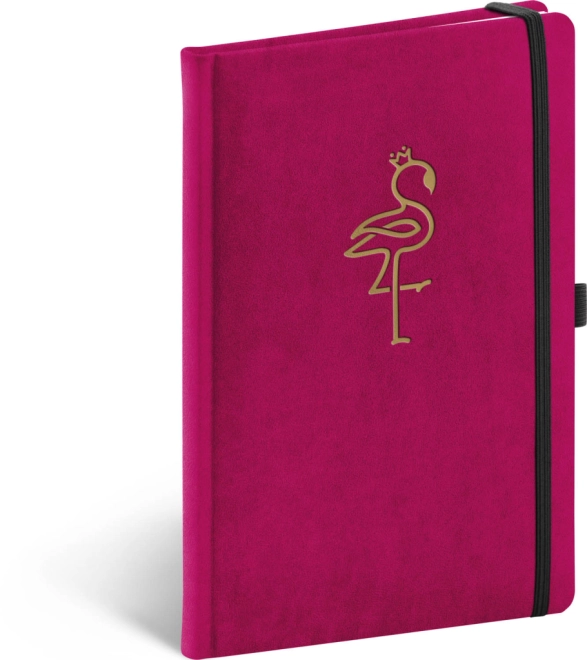 Samtig-weicher Einband mit goldenem Flamingo
