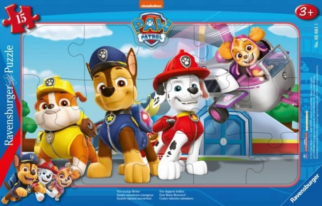 Puzzle Vier tapfere Helden von Paw Patrol 15 Teile