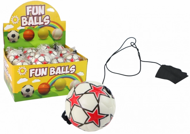 Jojo Fußballball mit Gummischnur für Dribbling 6 cm Weiß mit Sternen