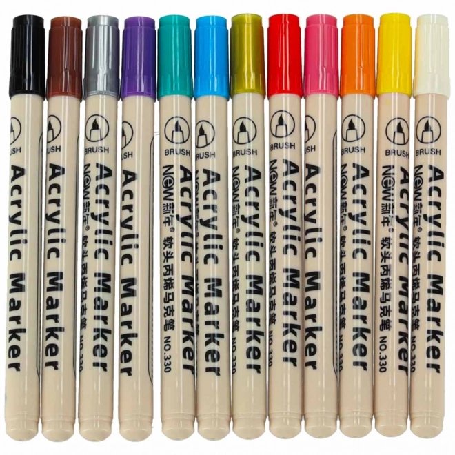 Wasserdichte Acrylstifte für Stoffe und Steine - Set mit 12 Stück