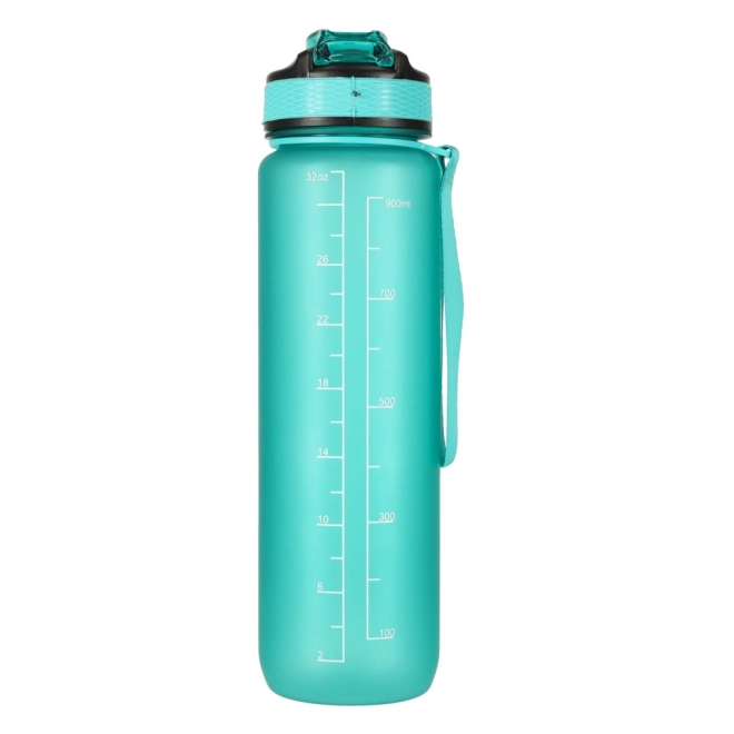 Rosa Wasserflasche mit Trinkhalm und Motivationsmarkierungen 1L – Grün