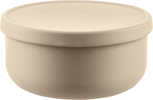Silikonschüssel mit Deckel, Sand Beige