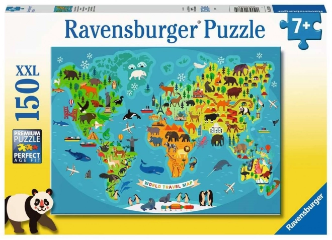 Ravensburger Puzzle Weltkarte der Wilden Tiere XXL 150 Teile