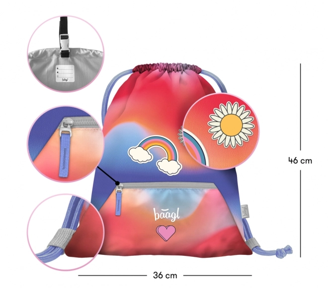 3-teiliges Set Airy Hippie: Rucksack, Federmäppchen, Beutel