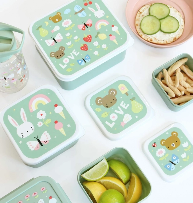 A Little Lovely Company Set aus vier Brotzeitboxen – Freude