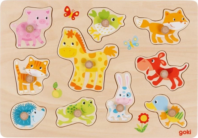 Lustige Tierchen Holzpuzzle mit Griffen