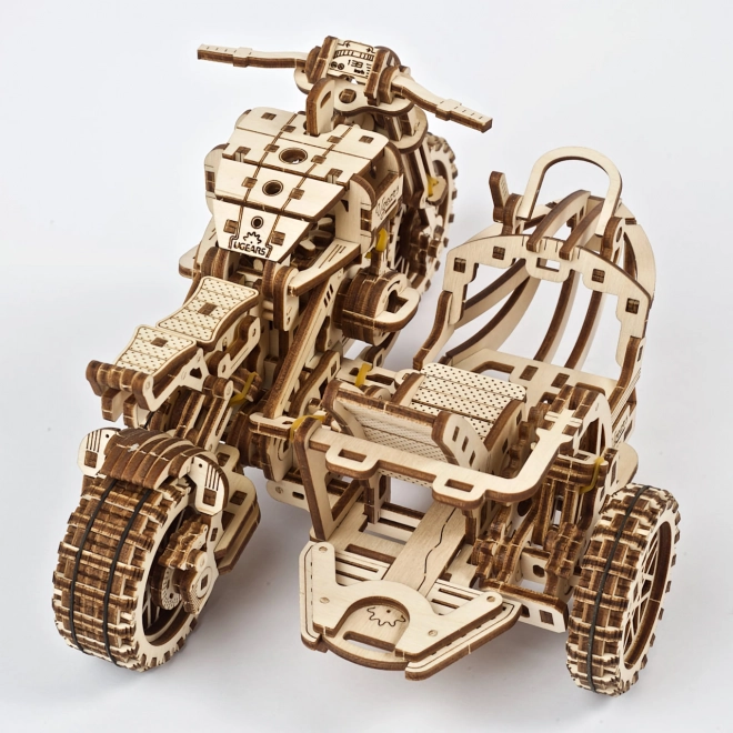 Ugears 3D Holzmechanisches Puzzle Scrambler Motorrad mit Sidecar