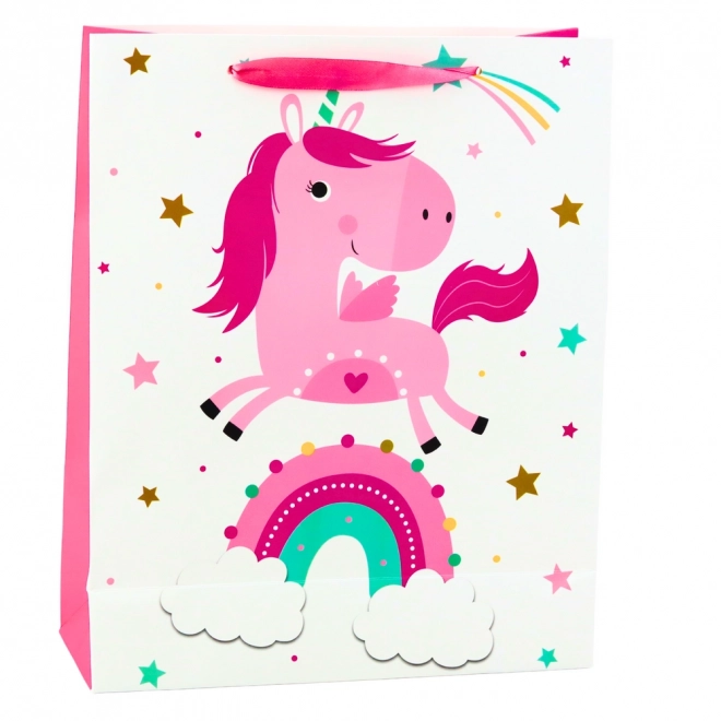 Geschenktasche für Kinder Einhorn Regenbogen Pink