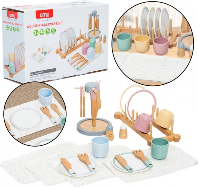 Holzgeschirrset für Kinder 33 Stück