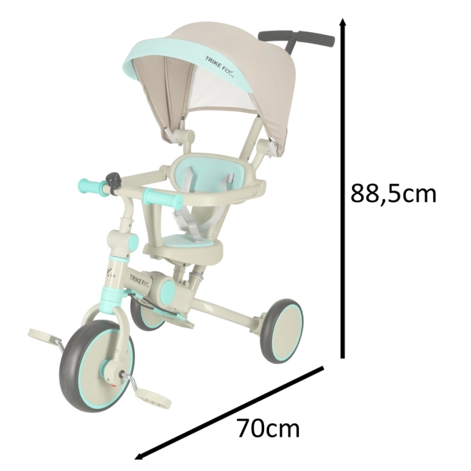 Multifunktionales Dreirad Trike Fix V4 Gelb-Schwarz mit Dach – Blaugrau