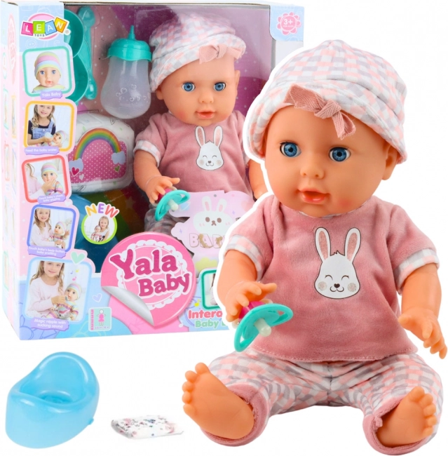 Puppe Baby Pinkeln Rosa mit Zubehör und Geräusche 35 cm