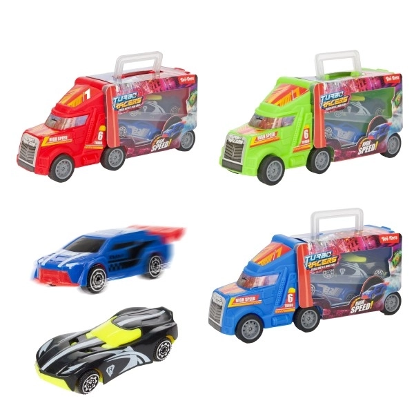 Spielzeugset LKW mit Rennwagen