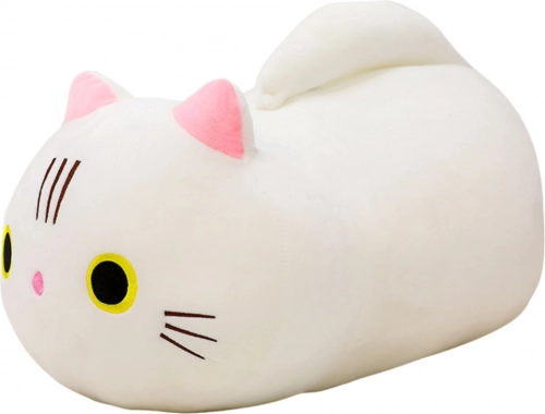 Plüschspielzeug Katze mit langem Schwanz weiß 40 cm