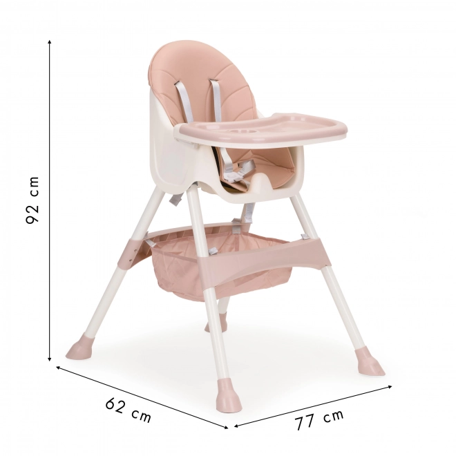 2-in-1 Kinderhochstuhl mit Sicherheitsgurten in Rosa