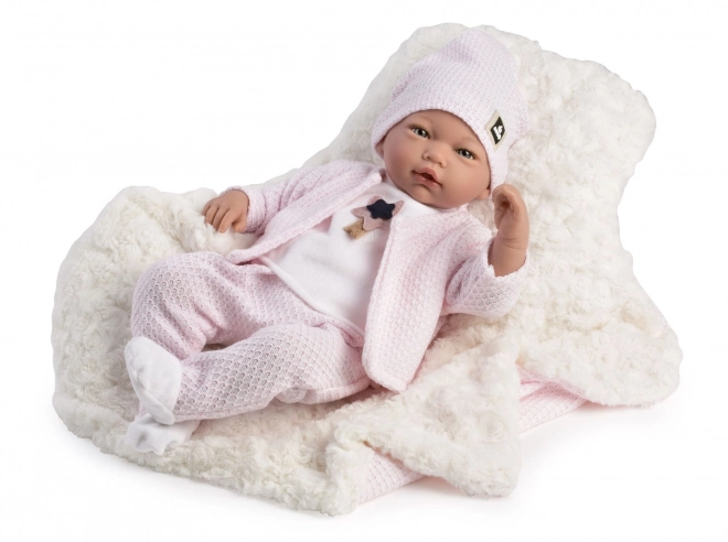 Realistische Babypuppe LUCIA mit Geräuschen und weichem Körper - 46 cm