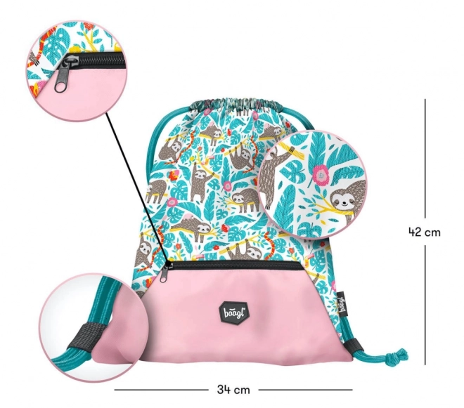 Baagl 3 Set Zippy Faultier: Schulranzen, Federtasche, Sportbeutel