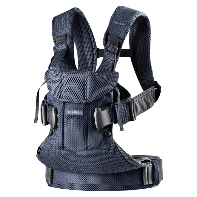 BABYBJÖRN ONE AIR - Babytrage, dunkelblau + Lätzchen für ergonomische Trage One – Blau