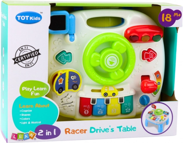 Interaktiver Lernspieltisch mit Lenkrad 2in1 mit Lichtern und Geräuschen