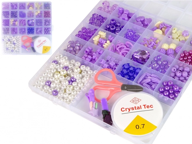 Set aus Perlen zur Schmuckherstellung, violette Clips