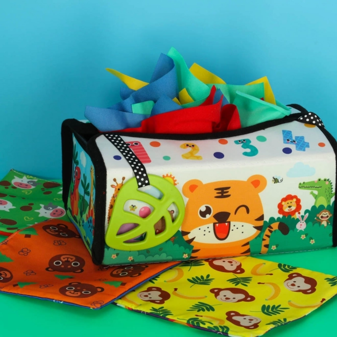 Sensorisches Montessori Spielzeug mit Taschentüchern und Matte 2in1