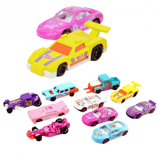 Spielzeugauto-Set für Mädchen in Pastellfarben