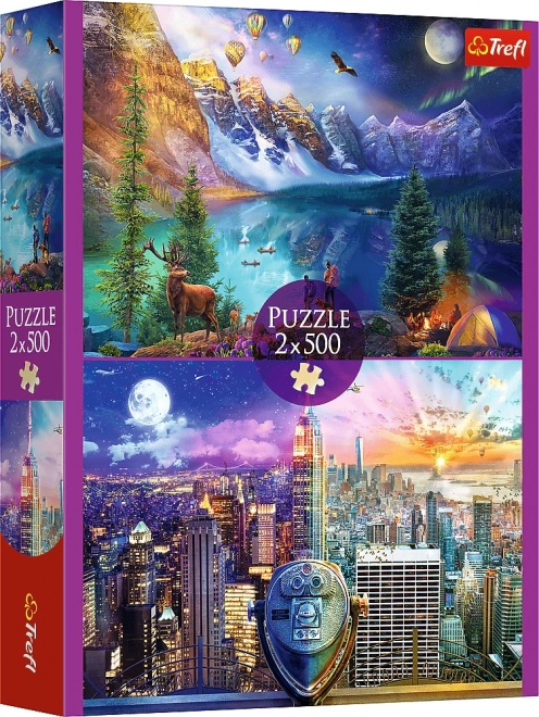 Puzzle 2x500 Reise durch Amerika