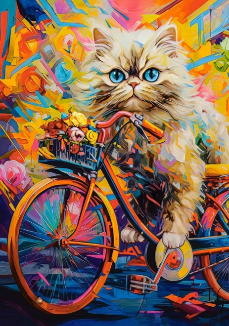 Puzzle Katze auf Fahrrad 180 Teile