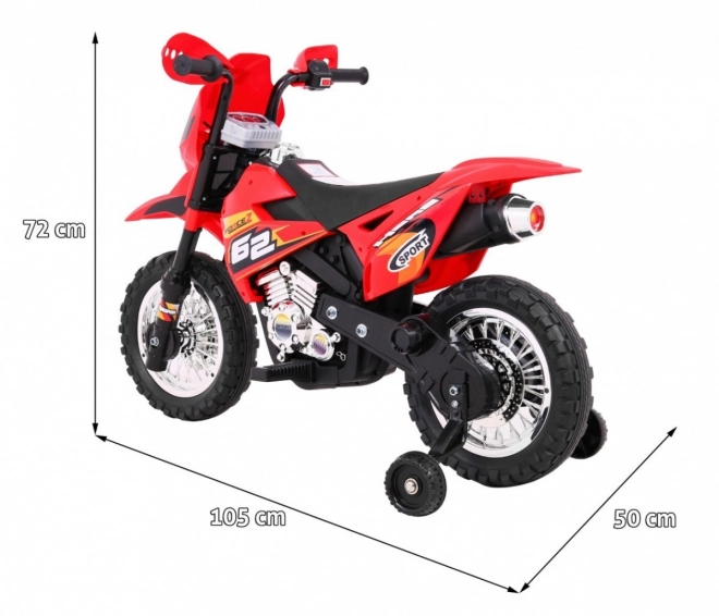 Elektrokinder Motorrad Rot mit Hilfsrädern und LED-Sounds