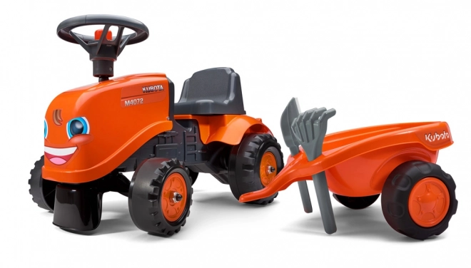 Baby-Kubota-Trettraktor mit Anhänger