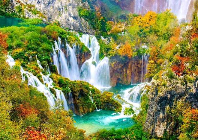 Puzzle ENJOY Plitvicer Wasserfälle im Herbst – 1000 Teile
