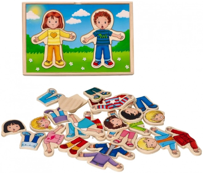 Holzpuzzle Ankleiden Junge und Mädchen