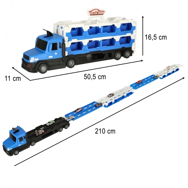 Blauer XXL Faltbarer Auto-Transporter mit Rennstrecke und 10 Autos