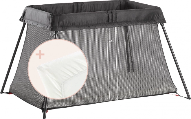 BABYBJÖRN - Reisebett LIGHT - Silber + Spannbettlaken – Schwarz