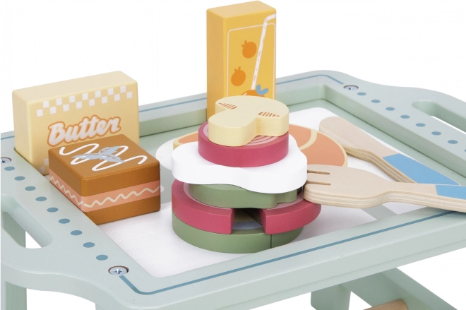 Woopie Green Frühstücksset mit Tablett und Holzzubehör Pastell