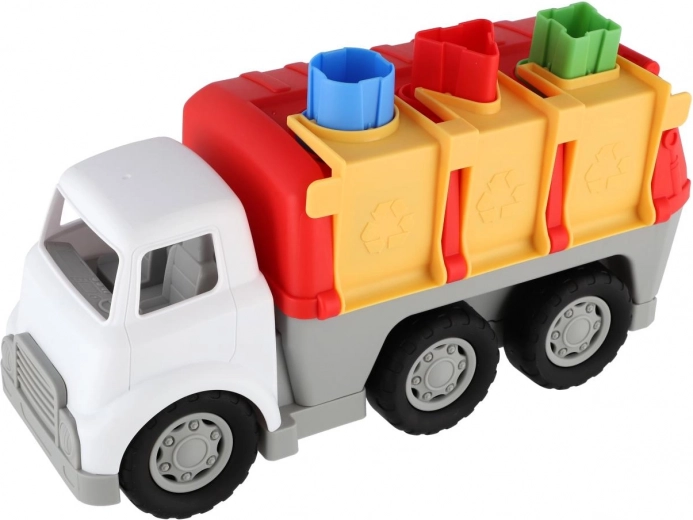 Recyclingbehälter und öffnende Fächer